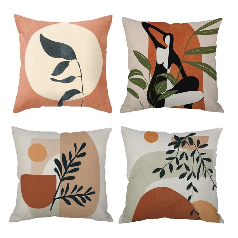 

Набор из 4 простых абстрактных декоративных наволочек для подушки, полиэстеровый чехол для диванных подушек, чехол для подушки в полоску с г...