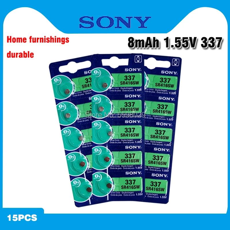 15 шт. Оригинальный SONY 337 SR416SW LR416 1 55 в кнопочный элемент питания из оксида серебра