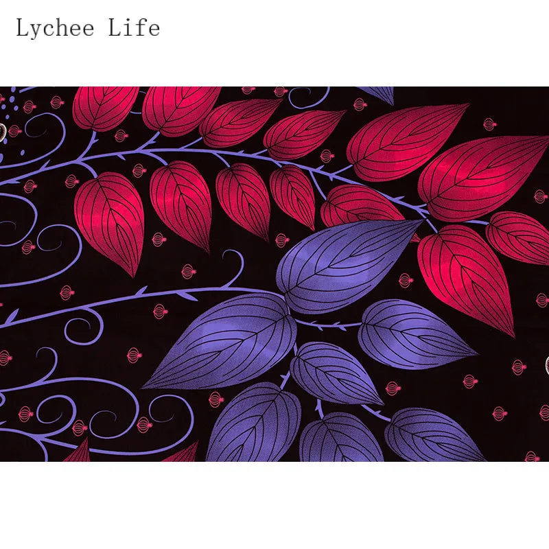 Lychee Life Анкара Африканский настоящий воск принт ткань фиолетовый цвет лист