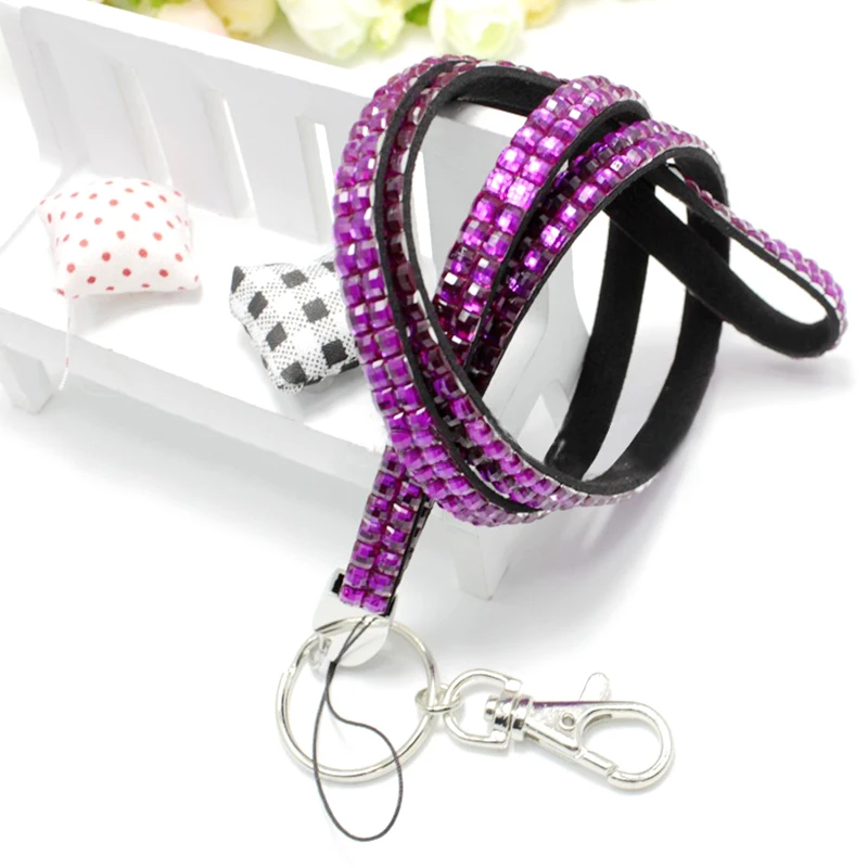 1pc Cute Lanyard Retractable ID Badge Reel Crystal Rhinestone Phone Key Holder Name Card Office School Supplies|Бейджи и аксессуары|