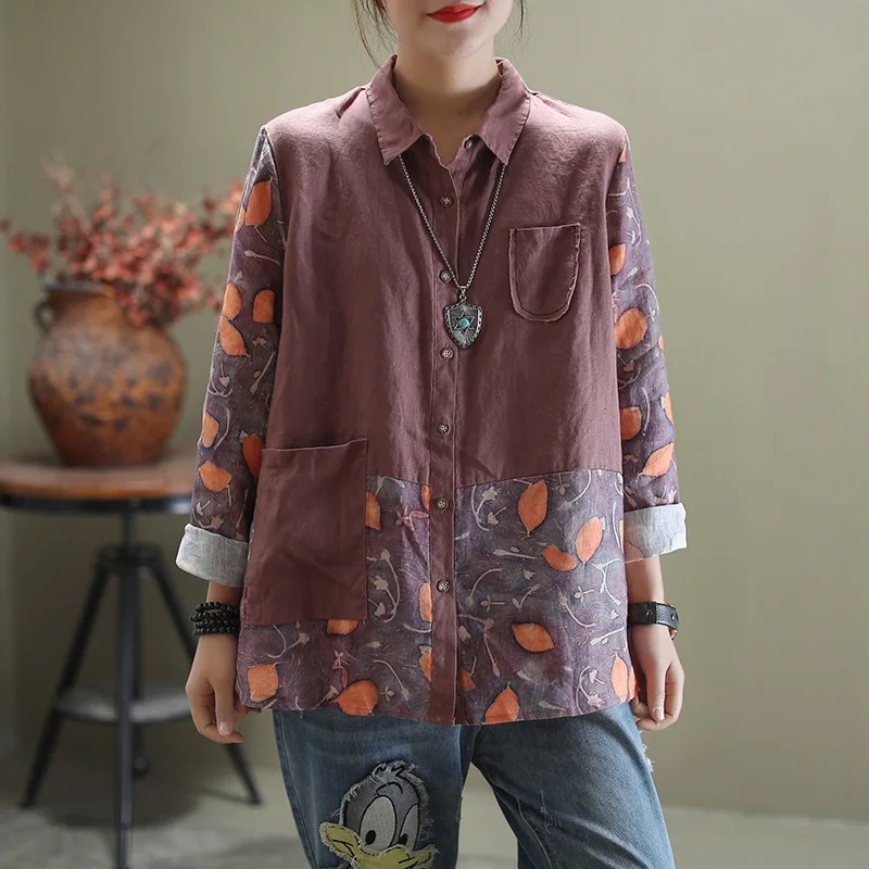 2020 Весенняя Свободная Повседневная Ретро блузка женские топы новая рубашка