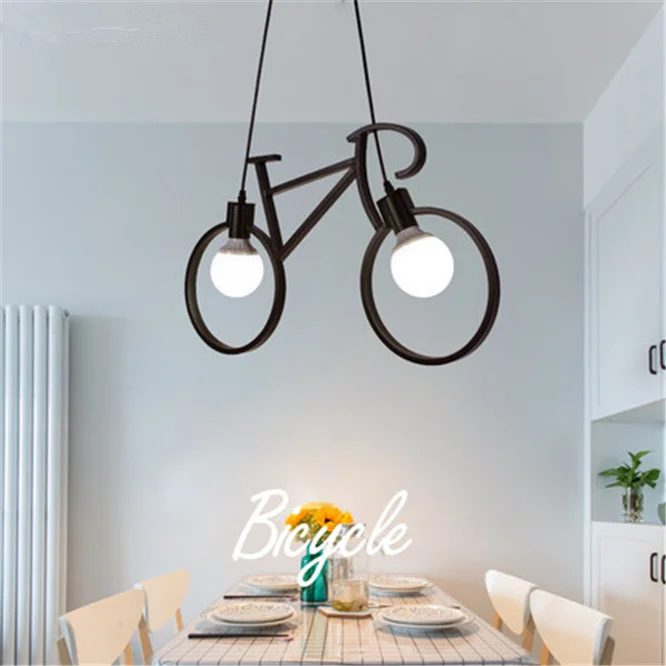 

Bicycle shape Metal chandelier Creative Iron Ceiling Lamp E27 Bulb Home Lighting Fixture Nordic Party Led lamp Home decoration