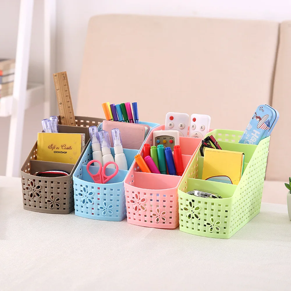 Настольная коробка для хранения с 4 ячейками органайзер косметики держатель