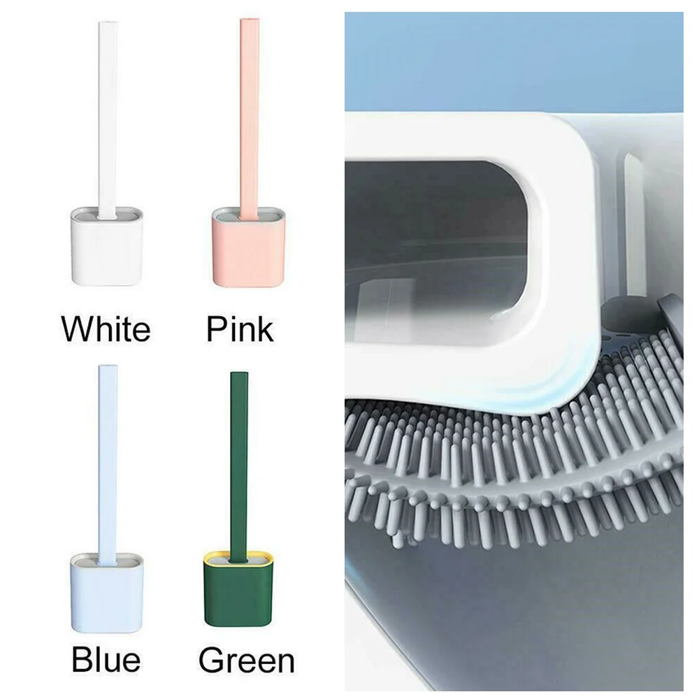 

Simple Flat Soft Plastic Brush Head Decontamination Toilet Brush With Base Gap Toilet Cleaning Brush Silicone Cleaning Set