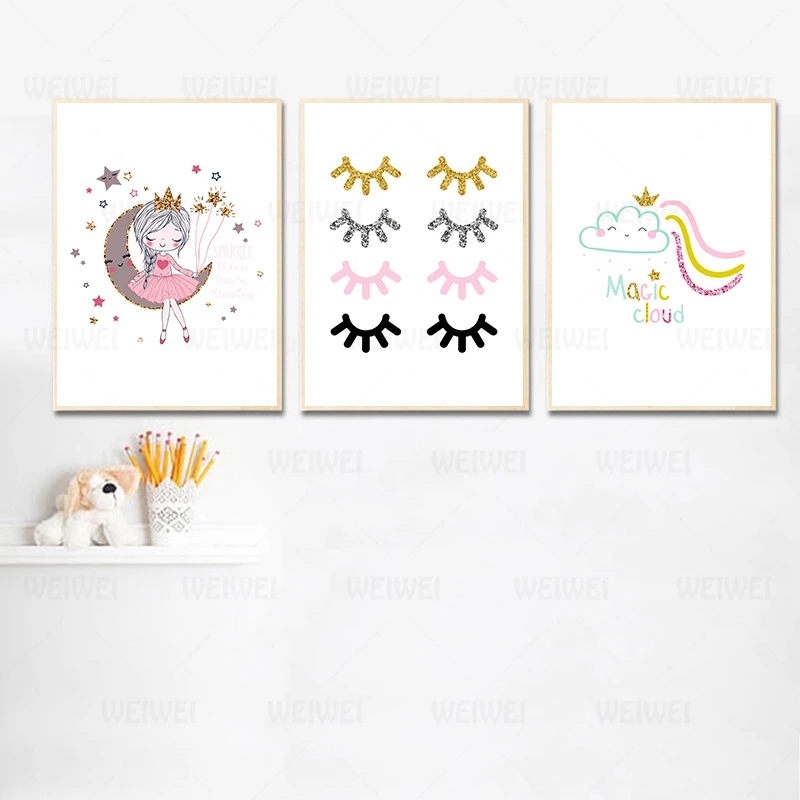 Маленькая принцесса холст детский постер детская комната настенный