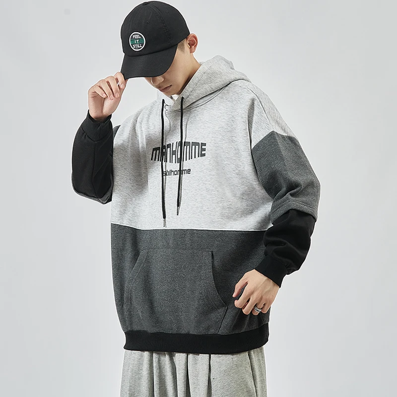 

Черные японские толстовки с капюшоном, свитшот для мужчин, уличная одежда в стиле хип-хоп и панк, повседневный пуловер в стиле пэчворк, Женск...