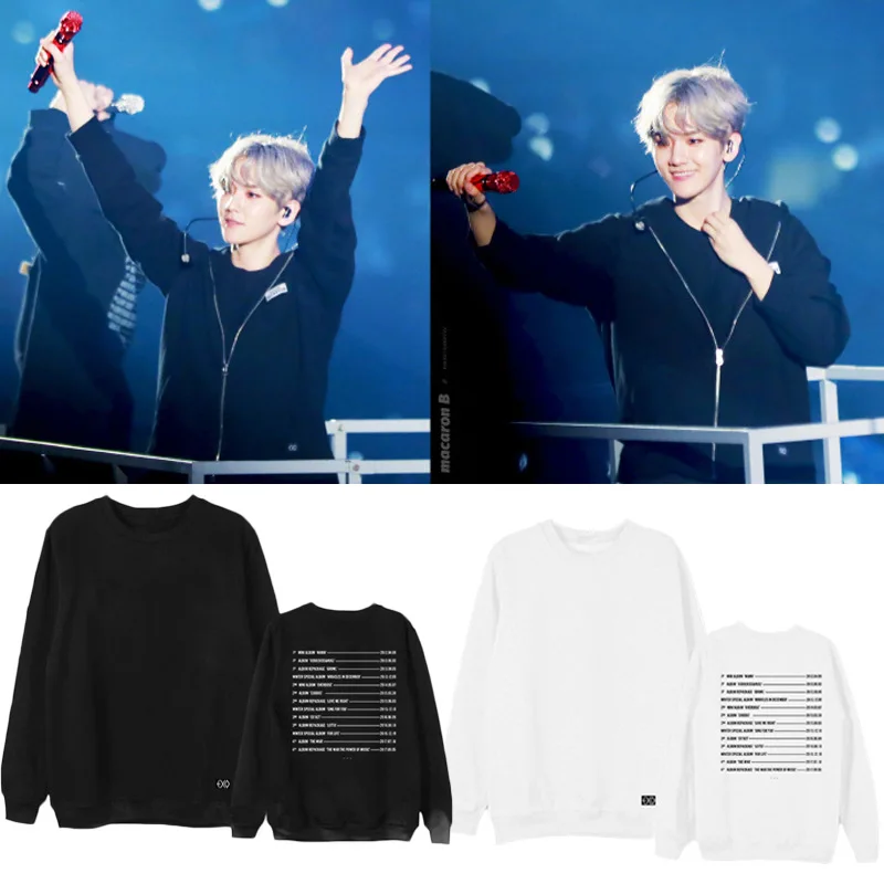 

Kpop Exo Hoodies Four Concert Tour The Elyxion Zipper Sweatshirt Coat K-pop Exo Tops Men Women Harajuku Autumn Winter Clothes