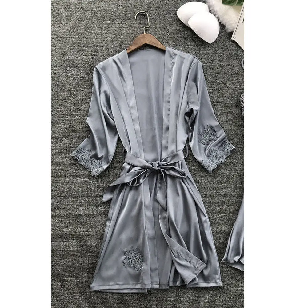 2020 женская ночная рубашка сатиновая кружевная сексуальная одежда для сна Нижнее