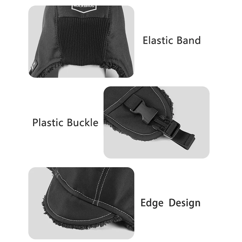 Ветрозащитная флисовая шапка ROCKBROS сохраняющая тепло для катания на лыжах и