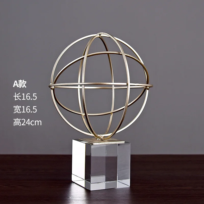 

Creative abstract geometric metal ornaments modern simple Nordic living room wine cabinet office desktop home decoration