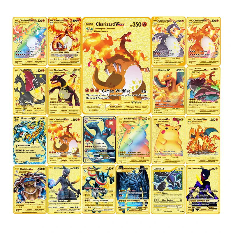 

Аниме Покемон карты металлическая карта V карта железная Золотая Vmax коллекция карт Рождественский подарок детские игровые карты