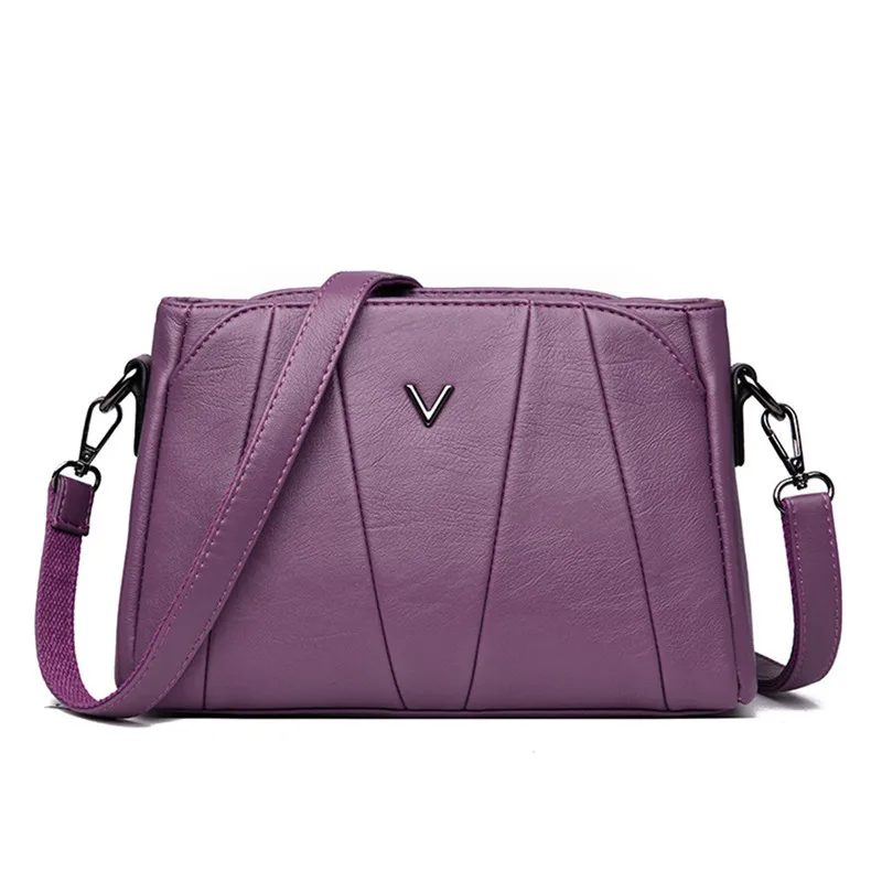 PURPLE 3-в-1 Сумки кожаные сумки через плечо для Для женщин Курьерские сумки женские сумки на плечо сумки из натуральной кожи сумки через плечо для Для женщин Сак Femme - Цвет: PURPLE