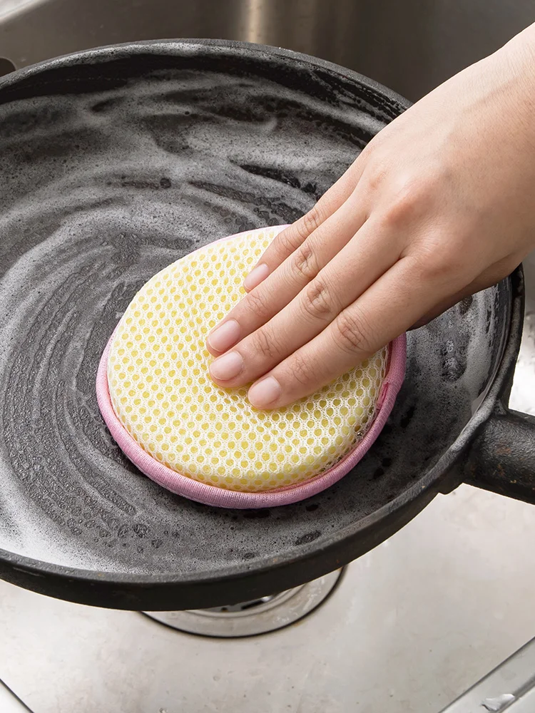 

10 PCS Sponge dishwashing brush kitchen pots and bowls artifact household wipe double-sided cleaning brush