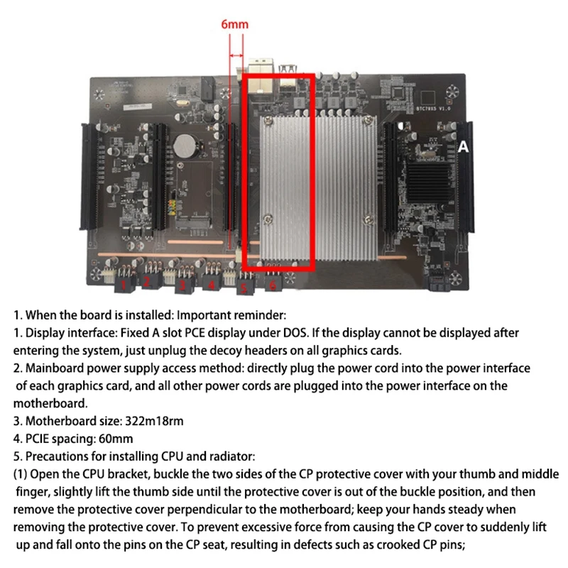 Материнская плата для майнера BTC BTC79X5 V1.0 LGA 2011 DDR3 поддерживает 32G 60 мм Шаг RTX3060