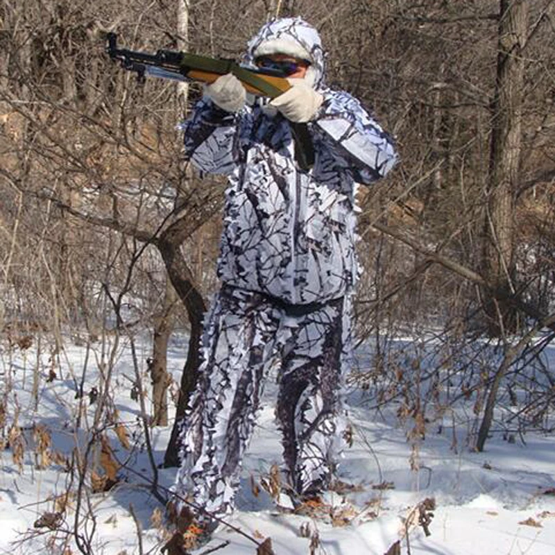 3D белый снег plum ветви деревьев стиль Камуфляж маскировочный костюм birdwatch airsoft