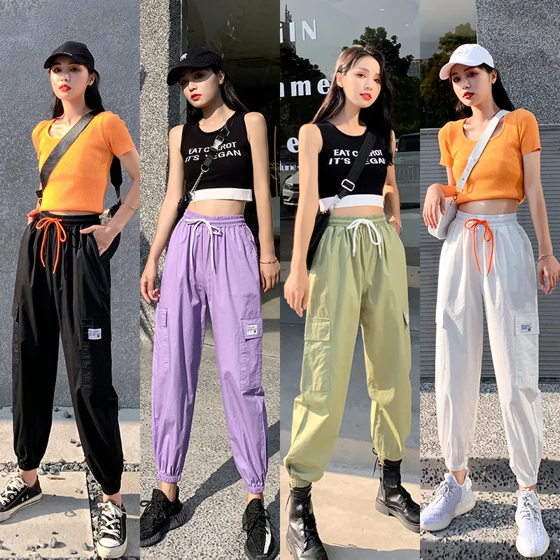 

Women Fashion High Waisted Vintage Style Sweatpants Harajuku Baggy Cargo Pants Casual Streetwear