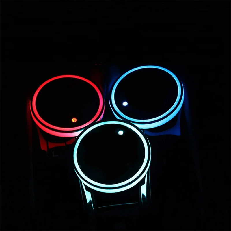 

2Pcs LED Cup Holder Lights,Car Coasterss with 7 Colors Luminescent Light,Cup Mat for Automotive Interior Accessories