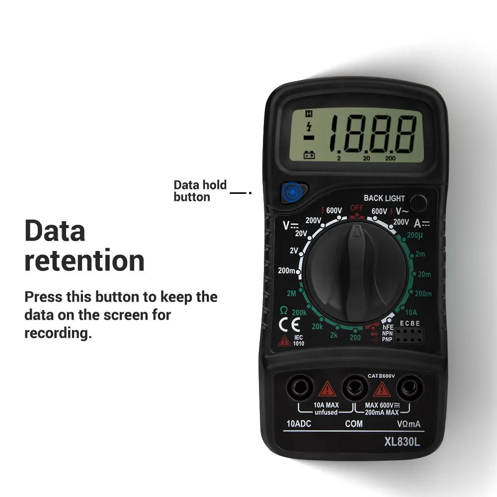 XL830l Digital Multimeter ESR Meter Testers Automotive Electrical DMM Transistor Peak Tester Capacitance 2 Test Line | Инструменты