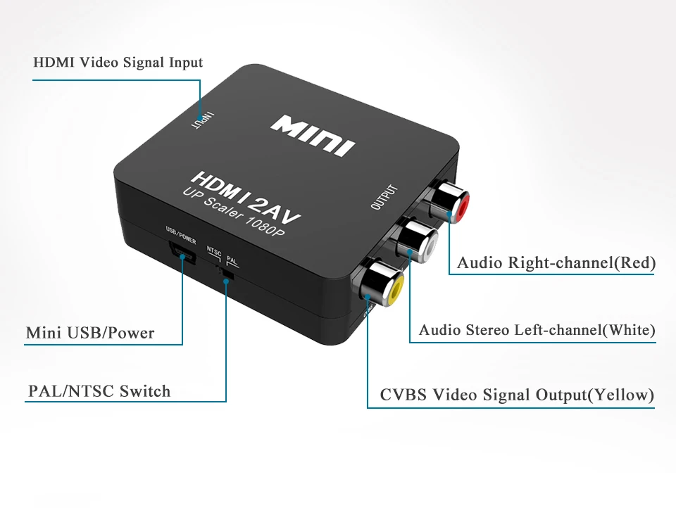 HDMI к RCA AV конвертер HDMI К AV адаптер Android tv Smart Box Ноутбук Chromecast для 1080P 720P 480P NTSC/PAL HDMI2AV