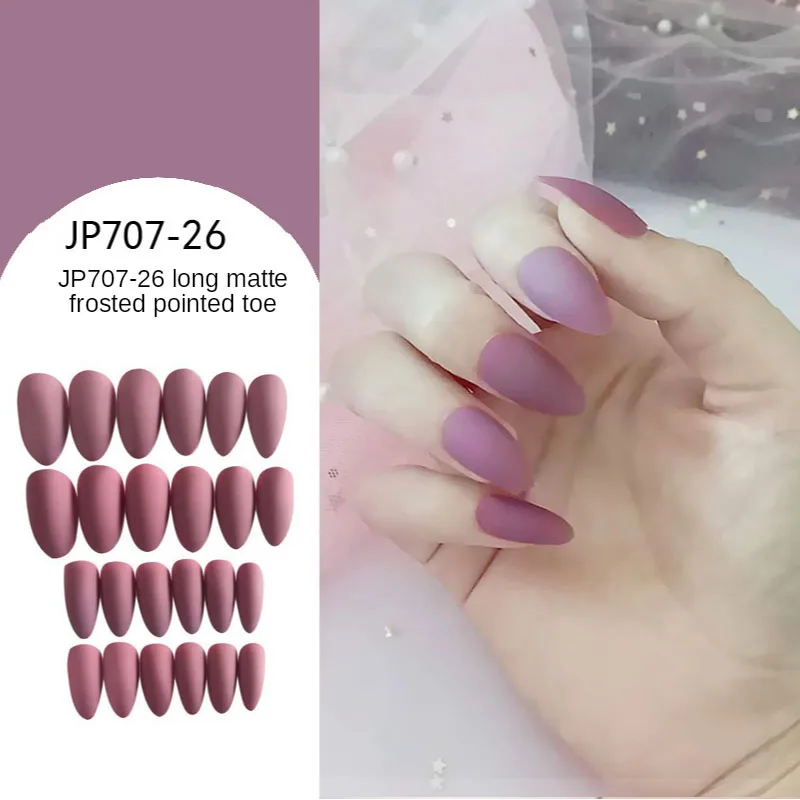 

24 Pieces Per Box Wearable Nail Sheet Matte Frosted Fake Nail Detachable Stick Nail Art Finished Nail Sheet For Women And Girls