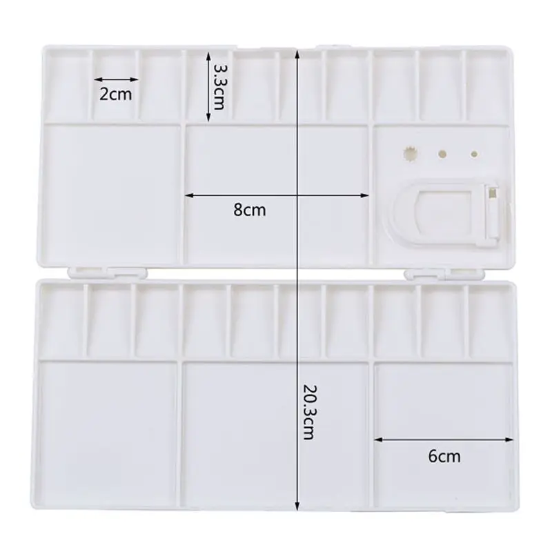 

White Plastic Paint Palette Box Watercolor Tray With 25 Grids Flip Cap Folding Art Tool Supplies