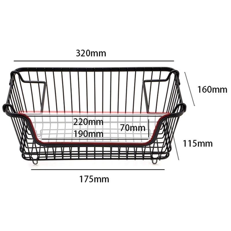 

Big deal Kitchen Storage Basket Counter Cabinet Fruit Vegetable Iron Art Storage Basket with Handles Rectangular Storage Box