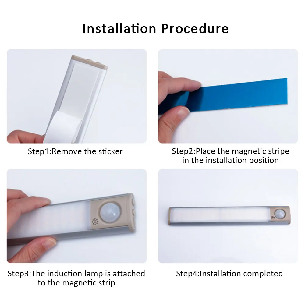 

Under Cabinet Easy Install Home Kitchen LED Closet Light Night Lighting Stairway Rechargeable Hallway Motion Sensor Wardrobe