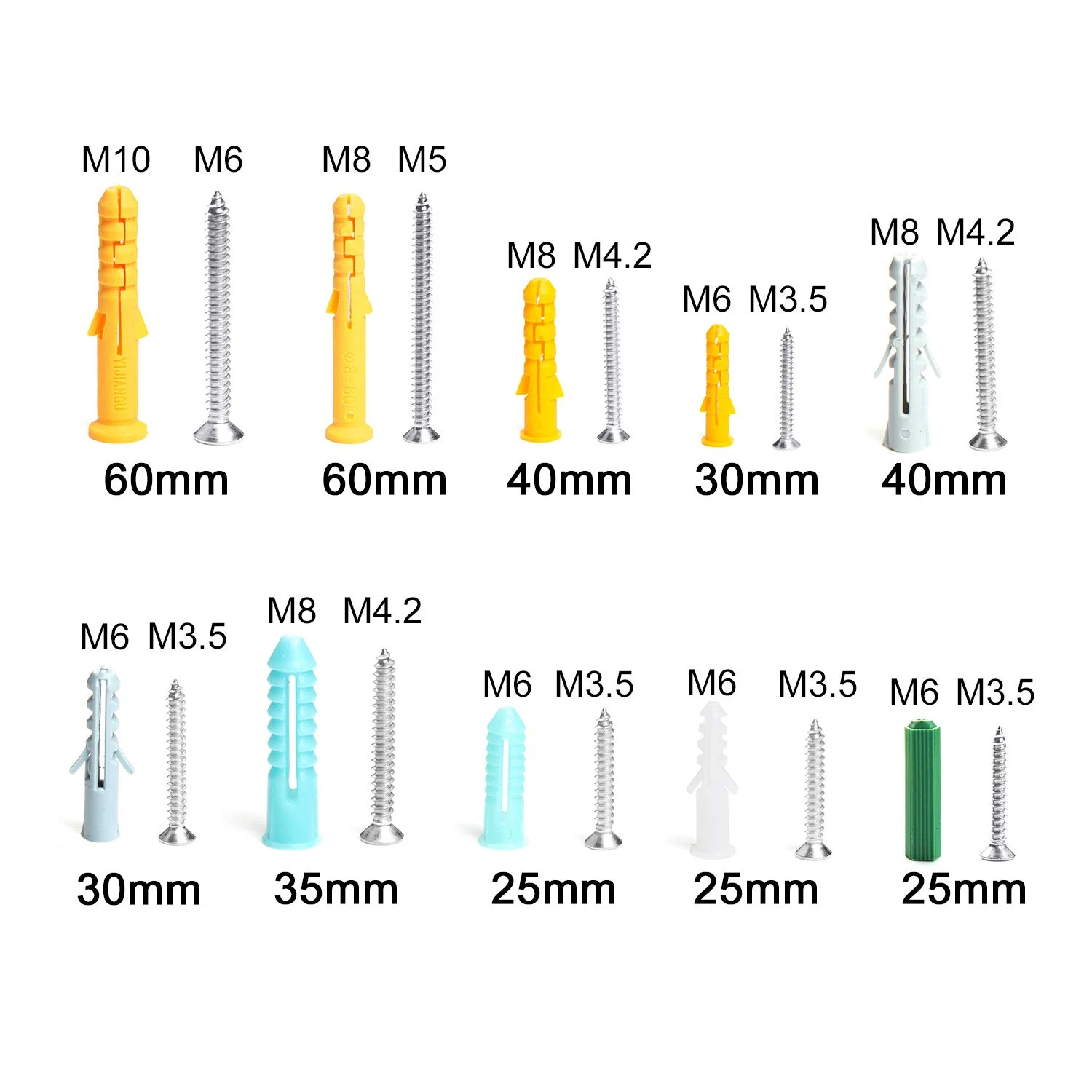 482pcs/set Plastic Expansion Drywall Anchor Screws Tapping Screw Set M3.5 M4.2 M5 M6 Stainless Steel Tube Wall Plug | Обустройство