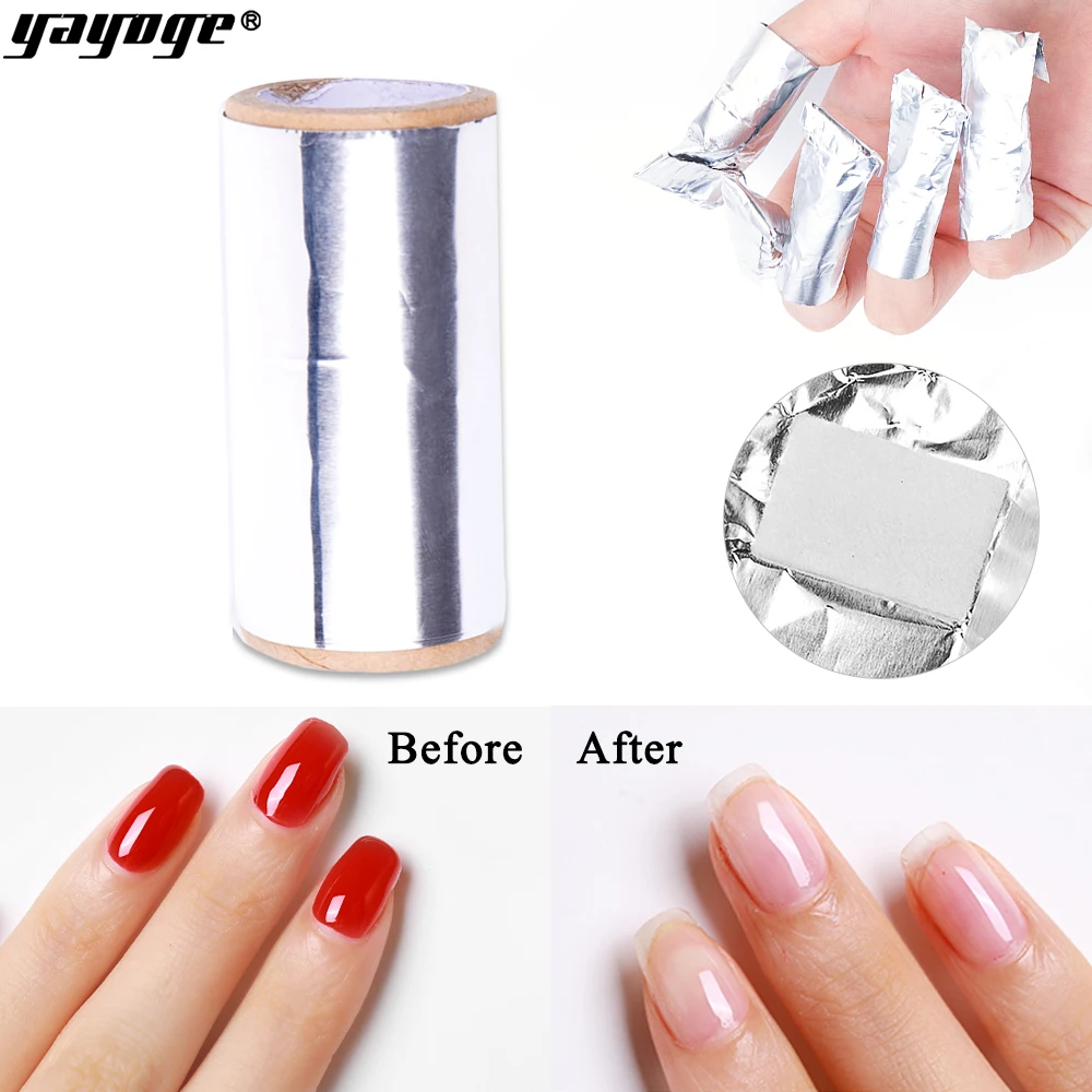 Yayoge Фольга для удаления ногтей Обертывания с ацетоном дизайн замочить акриловый