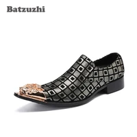 batzuzhi italian tyle brand men shoes zapatos hombre pointed metal tip leather dress shoes for men designers footwear size 46