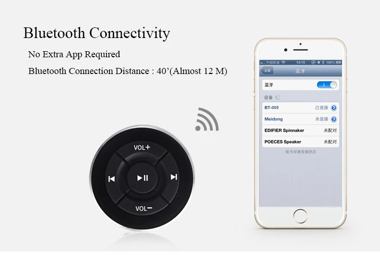 SITAILE беспроводной Bluetooth медиа руль пульт дистанционного управления mp3 Воспроизведение музыки для Android IOS смартфон Bluetooth пульт дистанционного управления