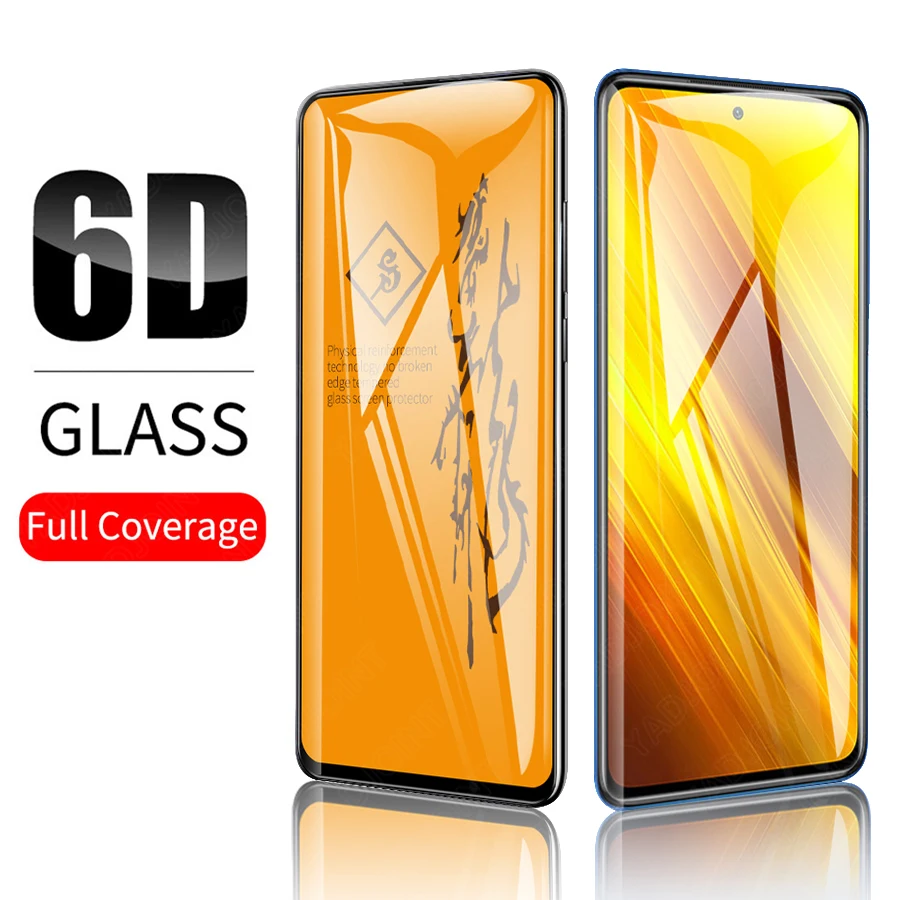 6D полное покрытие закаленное стекло для Xiaomi Poco X3 Mi 8 9 SE Mix 3 2 A1 Redmi K30 Note Pro 8T 7 6A