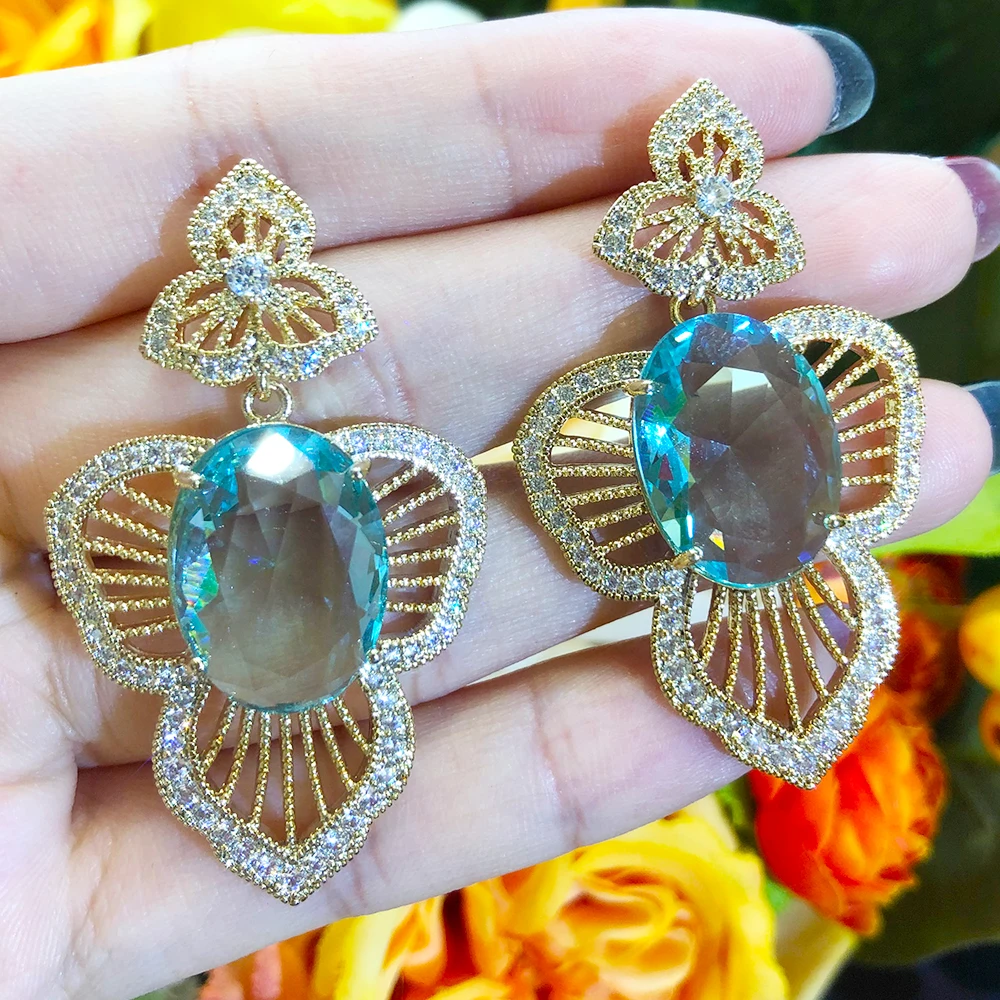 

Высококачественные благородные Роскошные серьги-подвески Kellybola с кристаллами, Женские Ювелирные украшения из циркония для свадьбы, вечери...