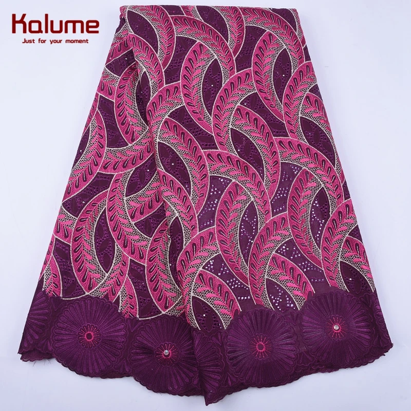 

Kalume Cotton Fabric 5 Yards African Nigerian Embroidery Swiss Voile Cotton Lace Fabric High Quality For Diy Sew Wedding H1971