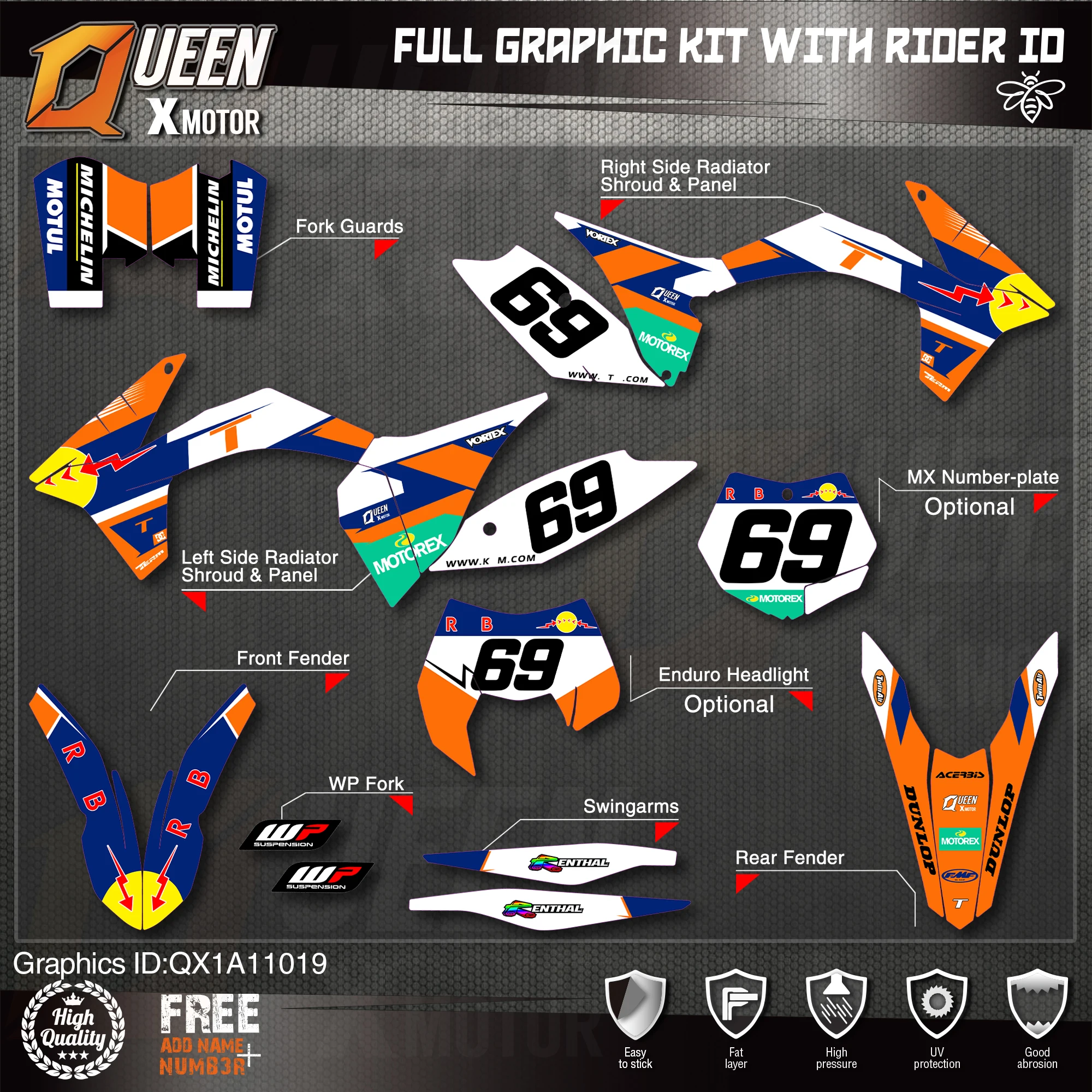 Набор наклеек QUEEN X для KTM 2011 2012 SX SXF 2013 EXC XC-W EXC-F 019 | Автомобили и мотоциклы