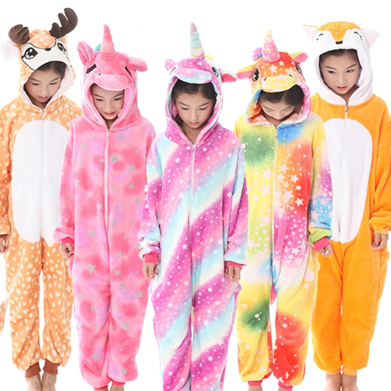 Пижама в виде единорога для девочек комбинезон женские кигуруми панда зимняя