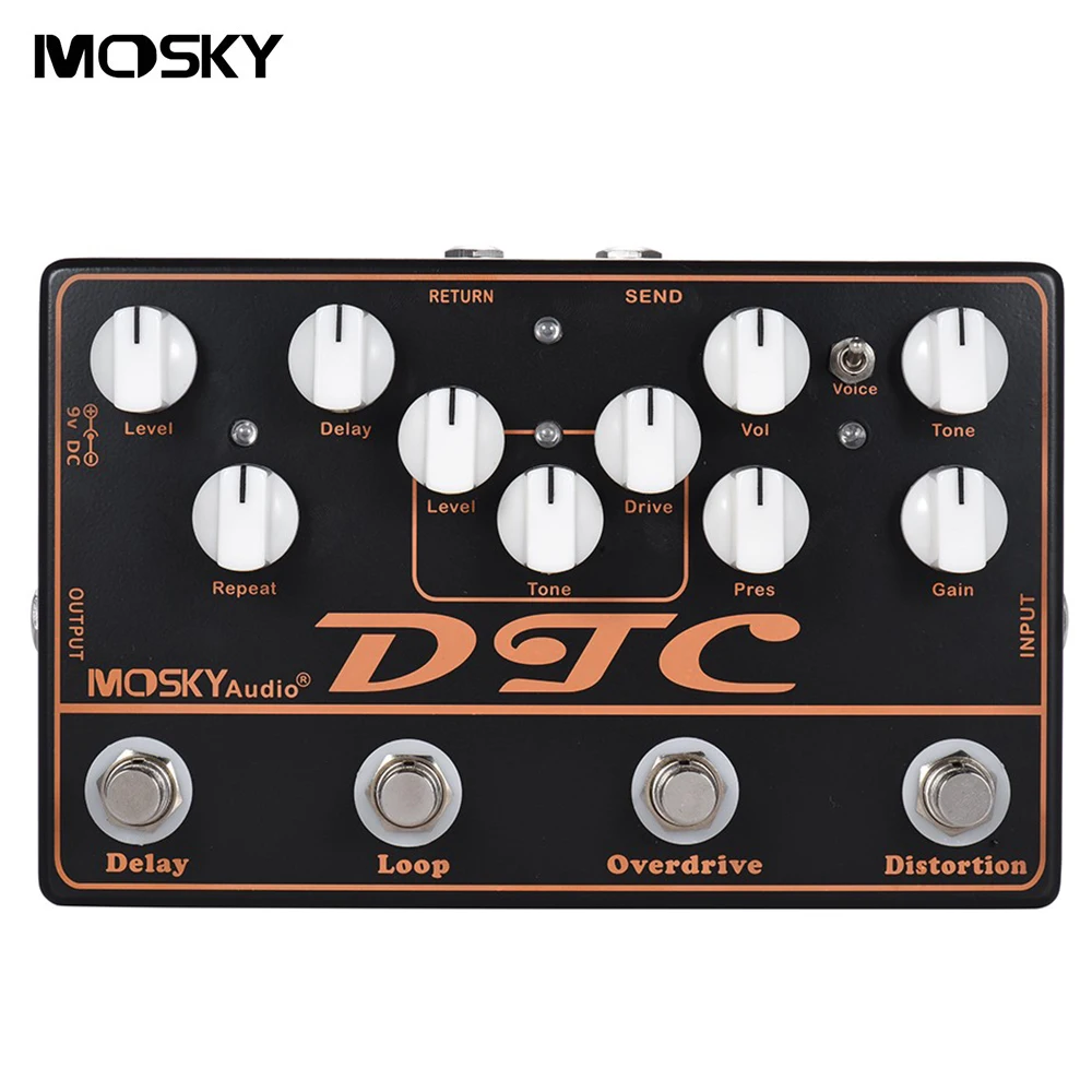 MOSKY 4 в 1 многофункциональная фотограф с задержкой двух басов зажим для педали