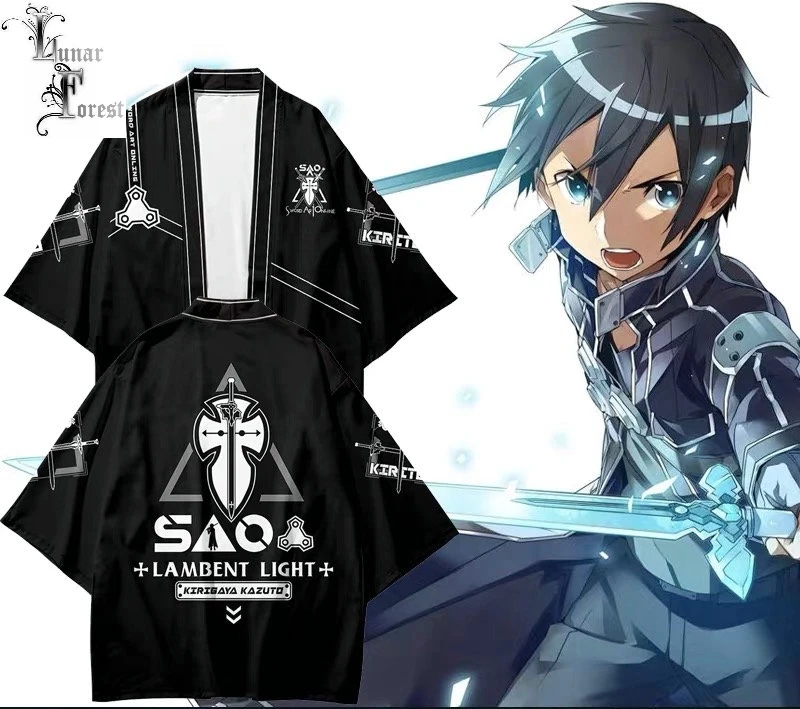 Японское кимоно с принтом Sword Art Online Haori Yukata косплей для женщин и мужчин модная