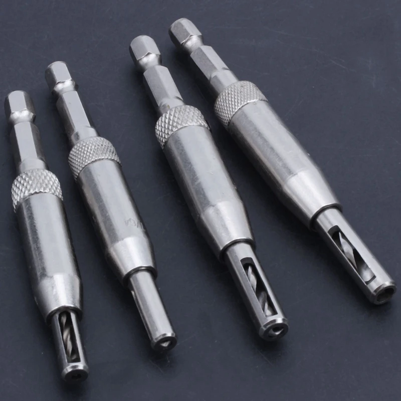 

4Pcs HSS Self Centering Hinge Drill Bit Set with 5Pcs 5 6 8 10 12 HSS Countersink Drill Bit Set