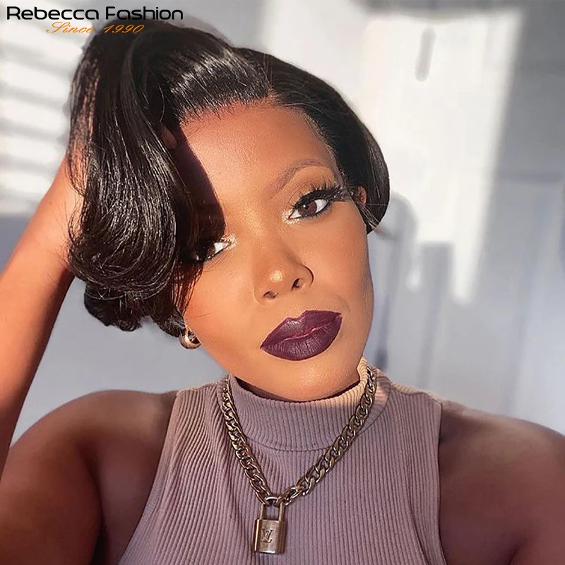 Парик из человеческих волос с вырезанными волосами короткие прямые волосы парик