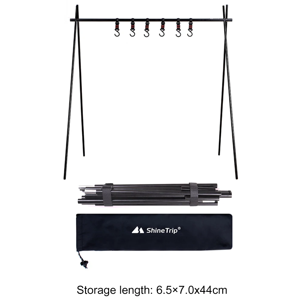 

Outdoor Camping Pot Pan Hanging Rack Multifunctional Picnic Barbecue Cookware Storage Hanger Triangle Shelf Storage Tools