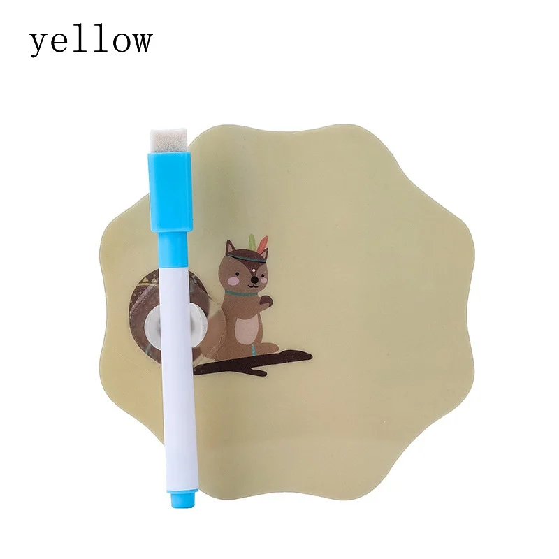 yellow 1 комплект наклейки на холодильник перезаписываемая доска для сообщений со стираемой ручкой холодильник Липкие заметки прекрасный стикер сообщений Декор холодильника - Цвет: yellow