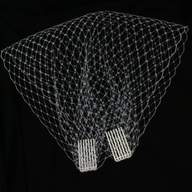 Белая/Слоновая Фата в виде птичьей клетки фата ручной работы из французской