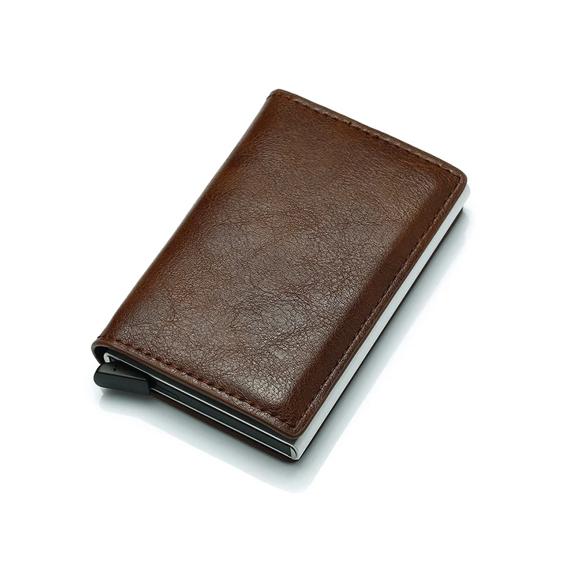 DIENQI Rfid держатель для карт, мужские кошельки, сумка для денег, Мужской винтажный черный короткий кошелек, маленькие кожаные тонкие кошельки, Мини кошельки, тонкие - Цвет: Coffee