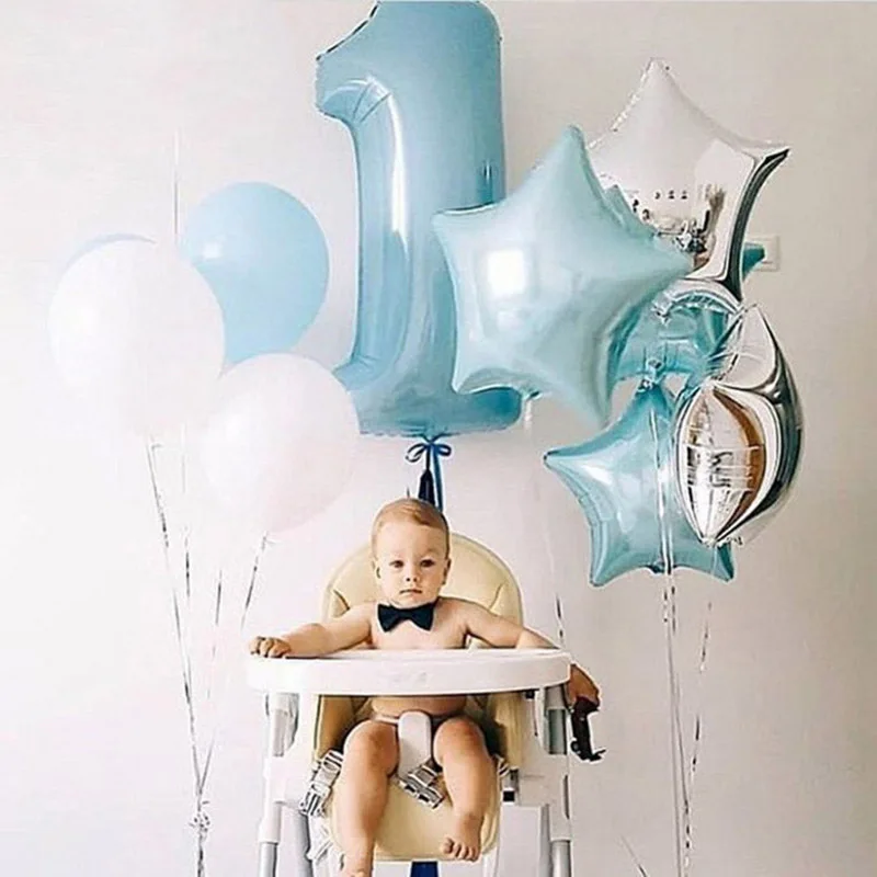 Baby Shower 1st набор воздушных шаров на день рождения розовый и голубой номер Фольга
