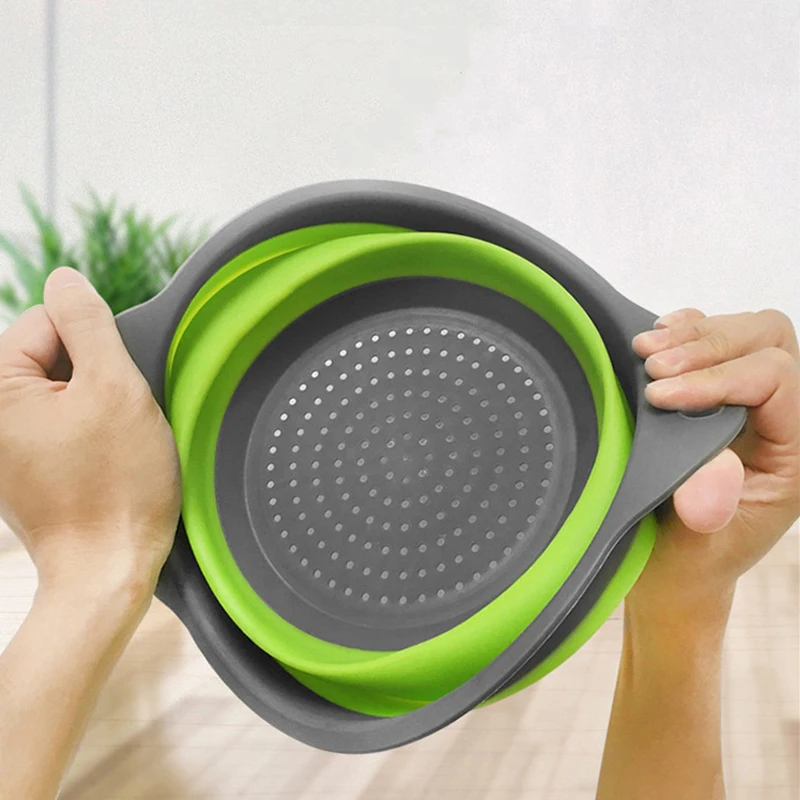 Drain Basket Kitchen Tools Organizer Collapsible Storage Silicone Foldable Strainer Vegetable Washing Container | Дом и сад