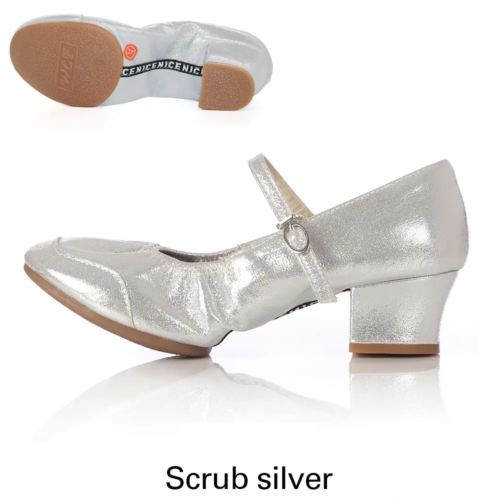Scrub silver Новинка; женская обувь для танцев на мягкой подошве; Современная женская обувь для сальсы; обувь для латинских танцев; обувь для танцев для женщин и девочек; обувь для джазовых танцев на квадратном каблуке - Цвет: Scrub silver