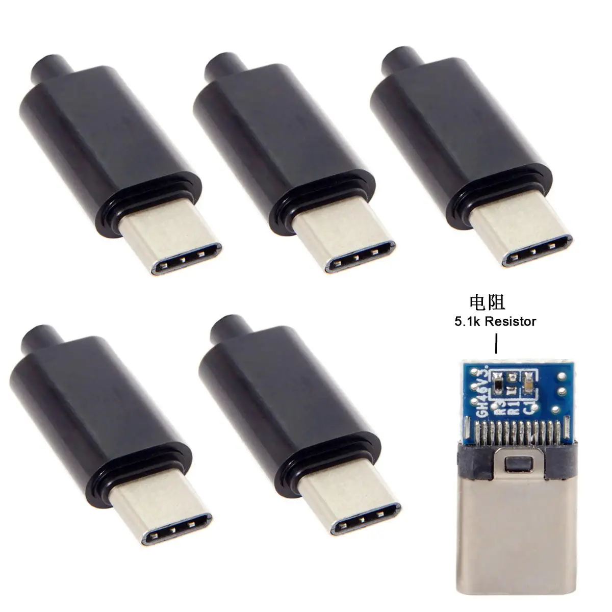 USB Type C OTG адаптер конвертер DIY 24pin Мужской хост тип 5 1 k резистор с черным корпусом|Компьютерные кабели и