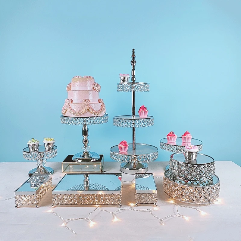 

1pcs -6pcs Crystal Metal Cake Stand Set Birthday Party Macaron Cupcake Rack Stand For Wedding Gold