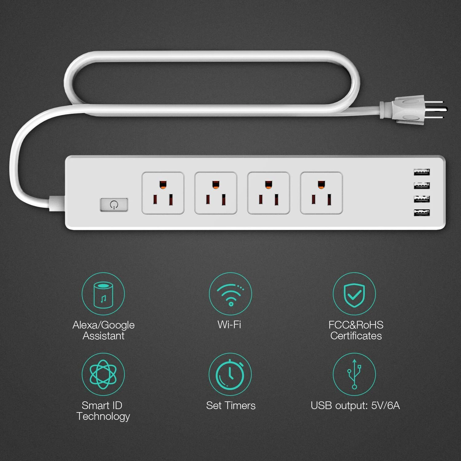 WiFi Smart power Strip Защита от перенапряжения 4 розетки переменного тока США розетка с USB совместима с Alexa, Google Home электрическая вилка Homekit
